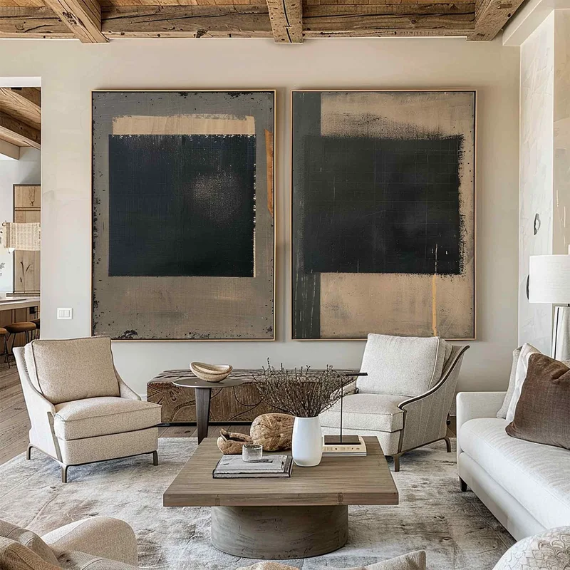 Wabi-Sabi Wall Art - Beige and Brown Abstract 2-Piece Canvas Set