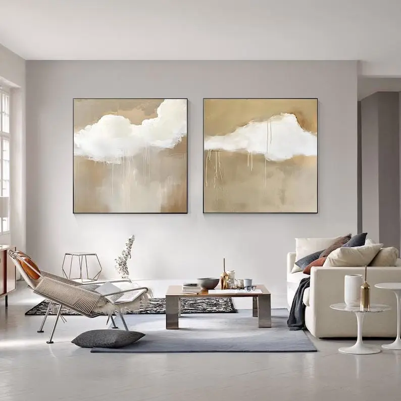 Set of 2 Wabi-Sabi Wall Art - Brown and Beige Minimalist Paintings