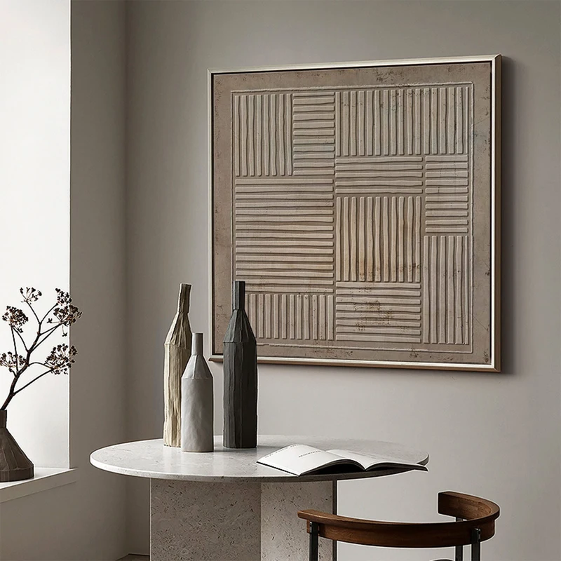 Set of 2 Heavy Texture Brown Wall Paintings - Wabi-Sabi Style