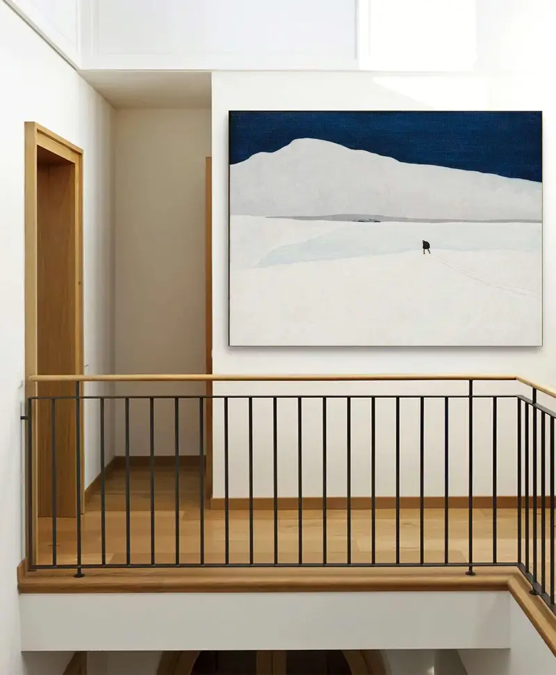 Snow Mountain Wall Art - Black and White Textured Landscape Canvas