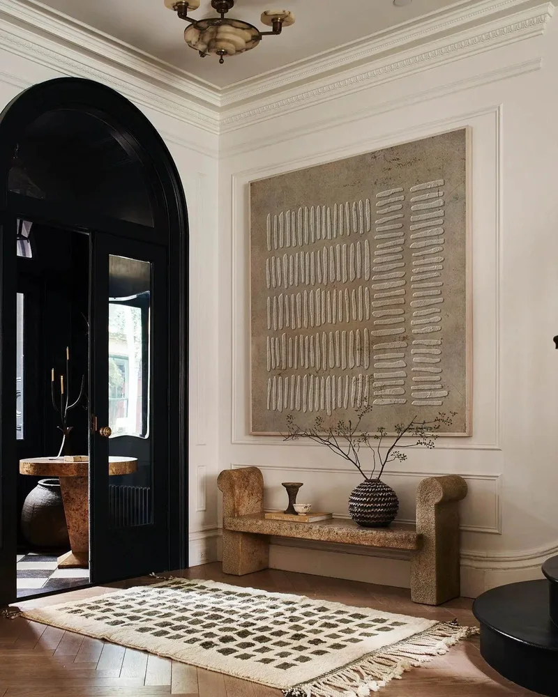 Wabi-Sabi Plaster Painting: Textured Brown Wall Art Design Piece