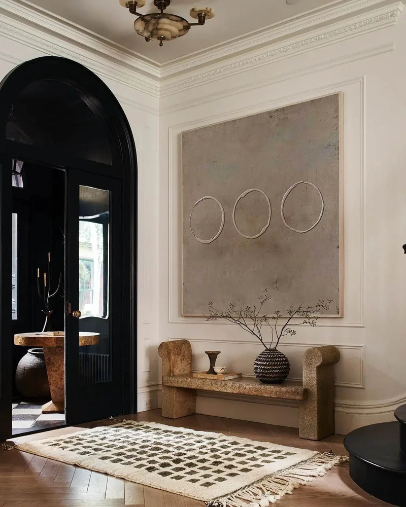 Brown Minimalist Painting: Geometric Circle Bohemian Wall Art