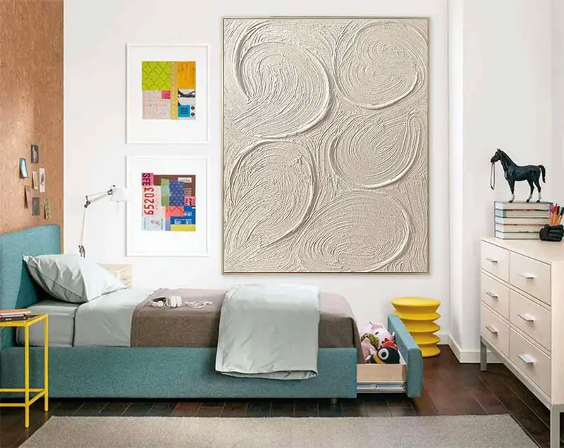 Beige Wall Art - Textured Plaster Canvas for Minimalist Home Decor