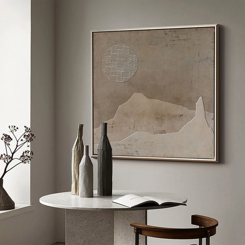 Wabi Sabi Abstract Artwork on Canvas - Earth Tone Textured Design
