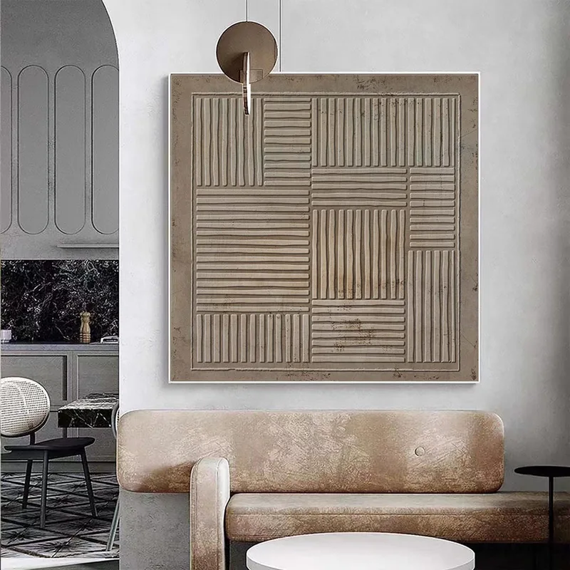 Set of 2 Heavy Texture Brown Wall Paintings - Wabi-Sabi Style