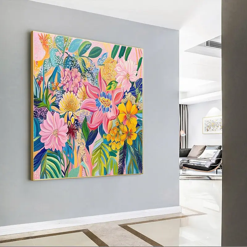Original Botanical Oil Painting - Tropical Floral Canvas Art for Vibrant Nature-Inspired Wall Decor  