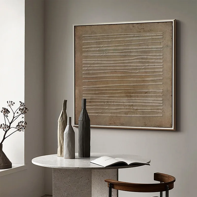 Wabi-Sabi Wall Art: Bohemian Brown Abstract Canvas with Texture