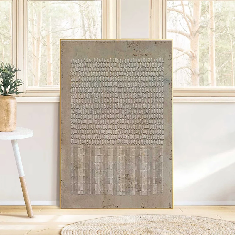 Wabi-SABI Brown Wall Art - Geometric Square Line Pattern Design