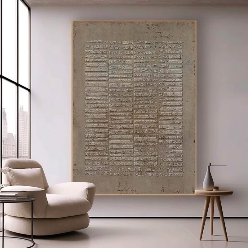Large Wabi-Sabi Painting: Textured Brown Abstract Canvas Design