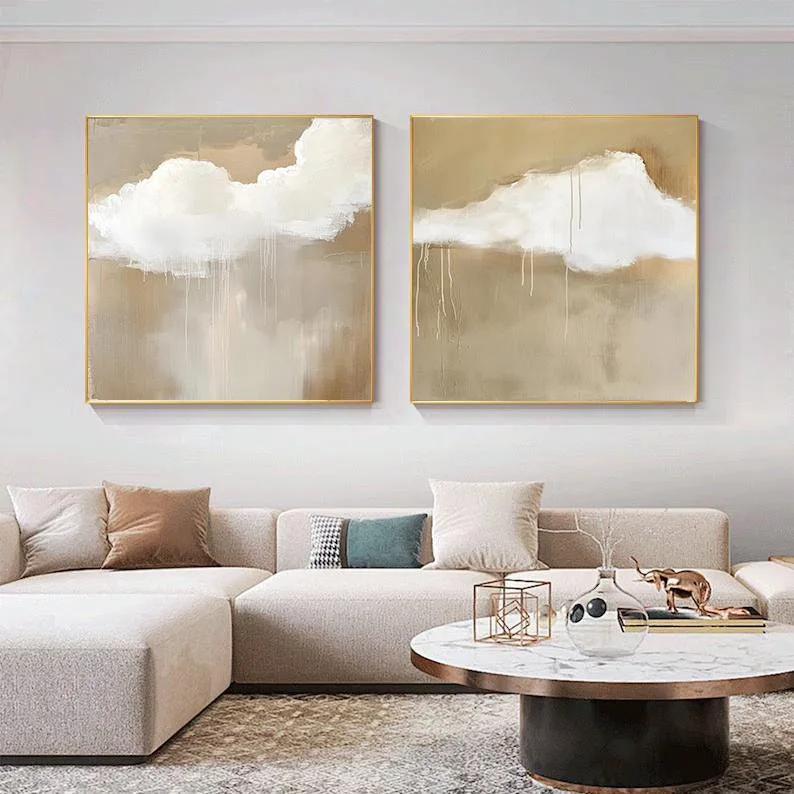 Set of 2 Wabi-Sabi Wall Art - Brown and Beige Minimalist Paintings