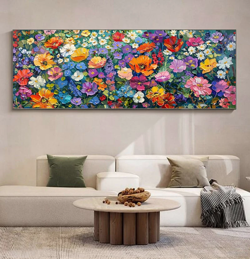 Original Oil Painting on Canvas - Modern Abstract Purple Violet Flower Art with Texture for Boho Wall Decor  
