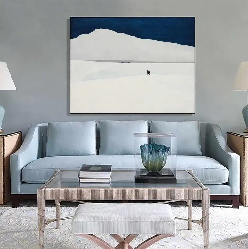Snow Mountain Wall Art - Black and White Textured Landscape Canvas