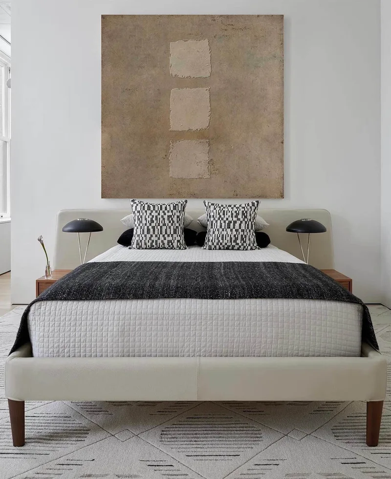 Brown Minimalist Painting: Square Wabi-Sabi Canvas Wall Art