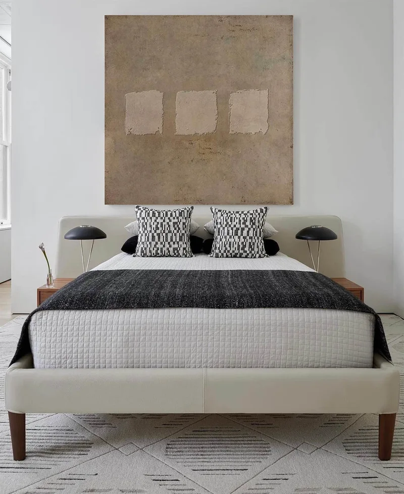 Brown Minimalist Painting: 3D Texture Wabi-Sabi Wall Art Canvas