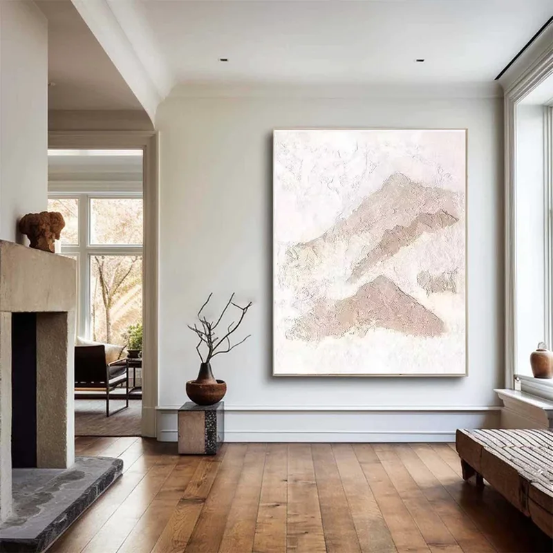 Mountain Wall Art - 3D Textured Landscape Canvas in Brown and White
