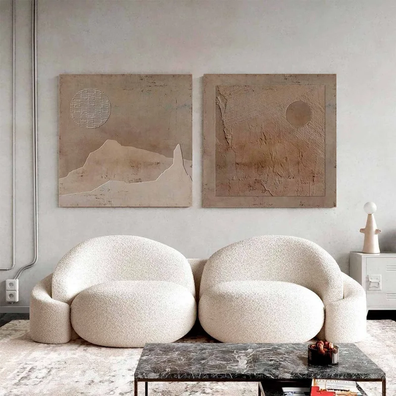 Wabi-Sabi Wall Art: Bohemian Style Textured Brown Canvas Piece