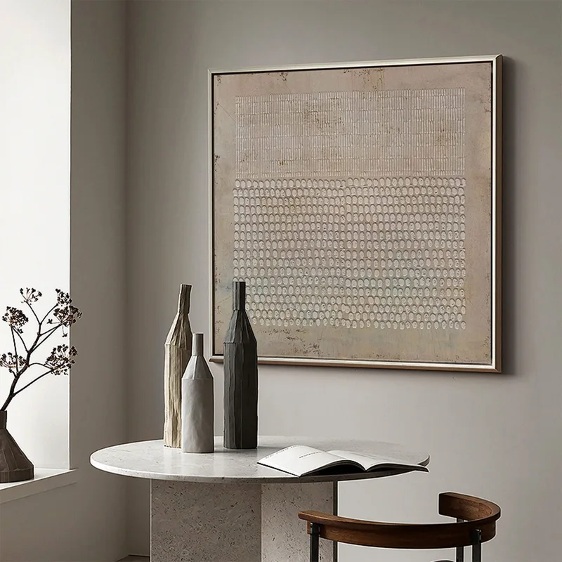Brown Bohemian Painting: Textured 3D Canvas Abstract Decor Piece