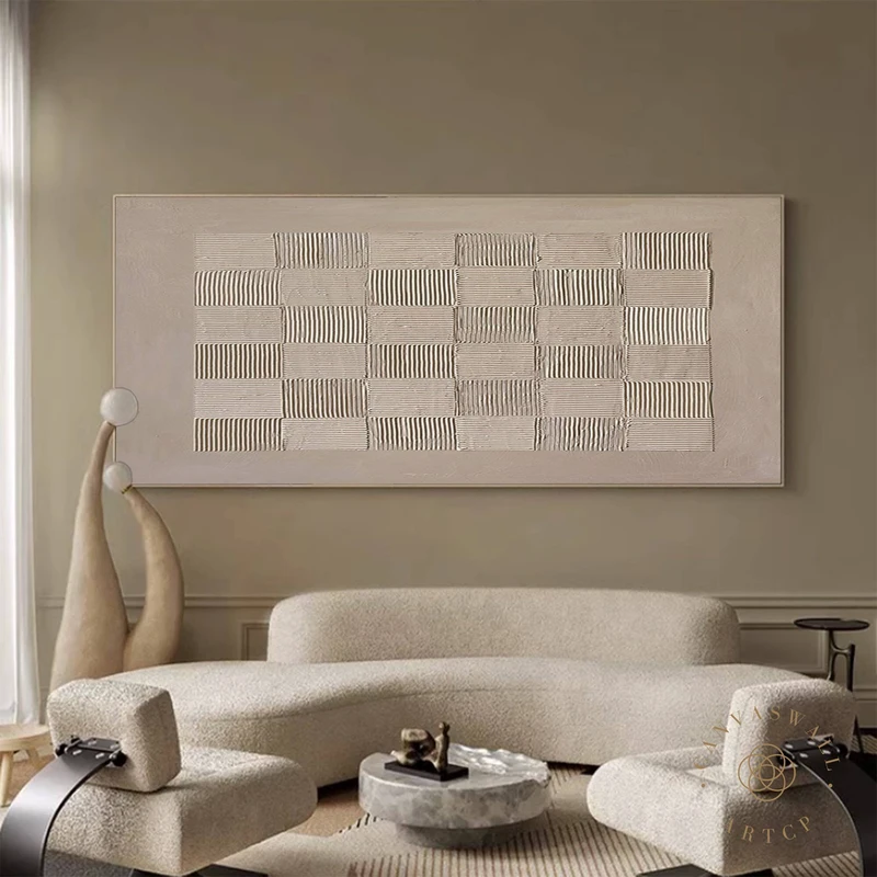 Mid-Century Modern Wabi-Sabi Wall Art | Minimalist 3D Textured Canvas Painting