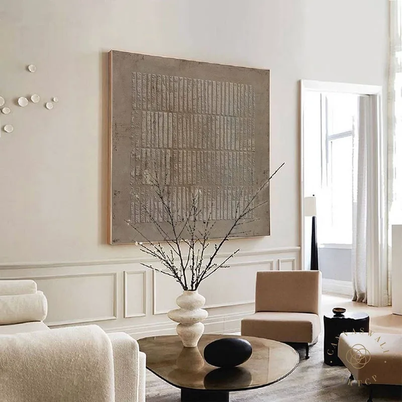 Wabi-Sabi Wall Art | 3D Brown Abstract Painting | Geometric Textured Art