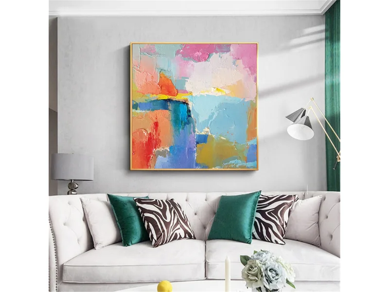 Vibrant Colorful Wall Art: Contemporary Oil Painting for Home Decor