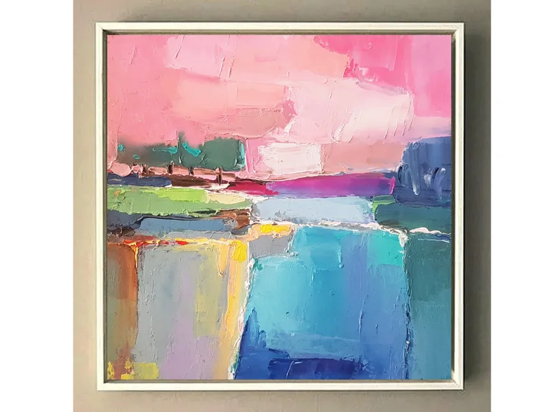 Colorful Wall Art: Large Abstract Landscape Oil Painting for 2024