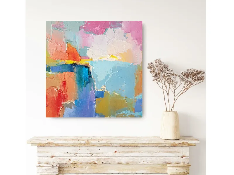 Vibrant Colorful Wall Art: Contemporary Oil Painting for Home Decor