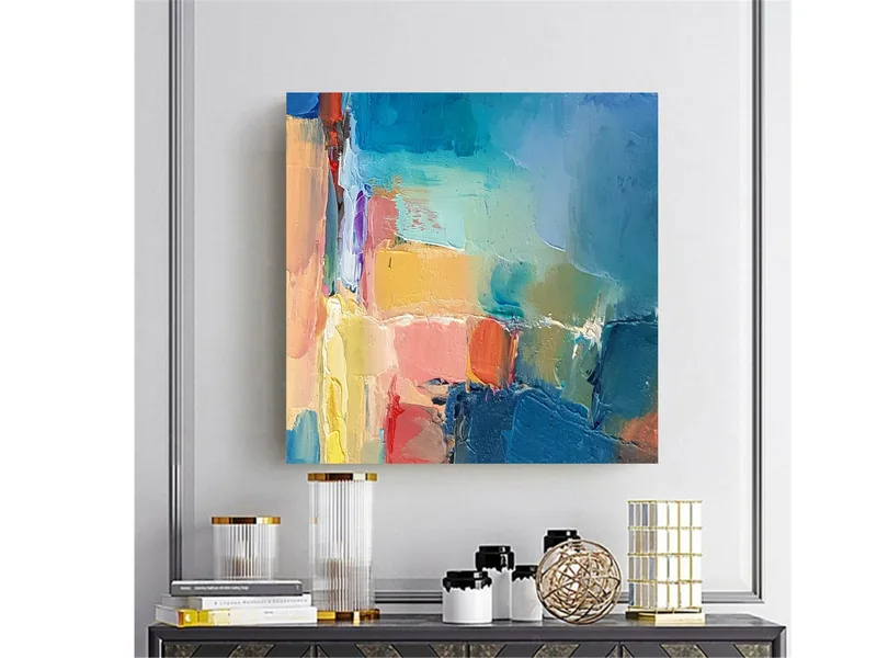 Colorful Wall Art: Large Abstract Oil Painting for Contemporary Decor