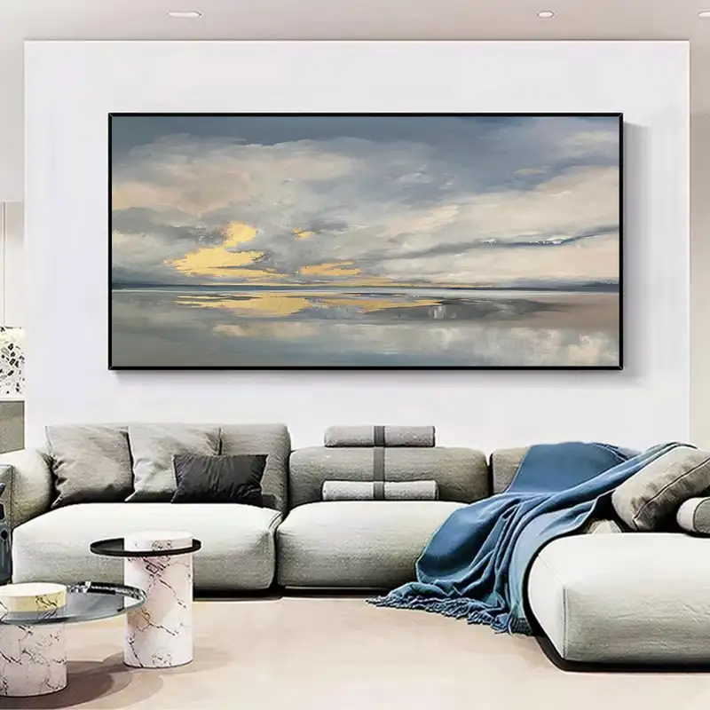 Large Coastal Wall Art | Sunset Beach Painting (36x48, Seascape)