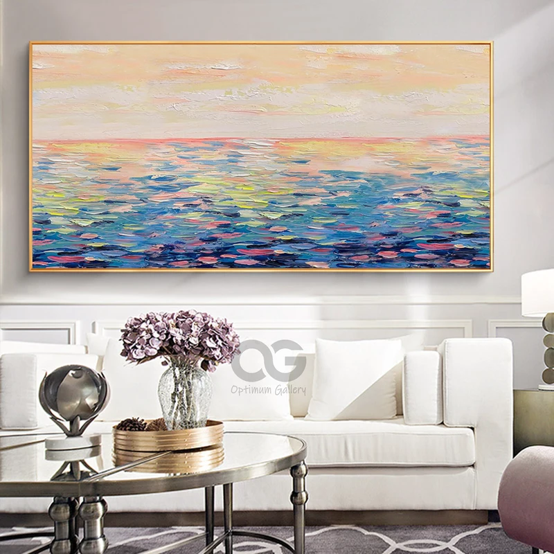 Large 3D Textured Ocean Painting: Coastal Canvas Home Decor