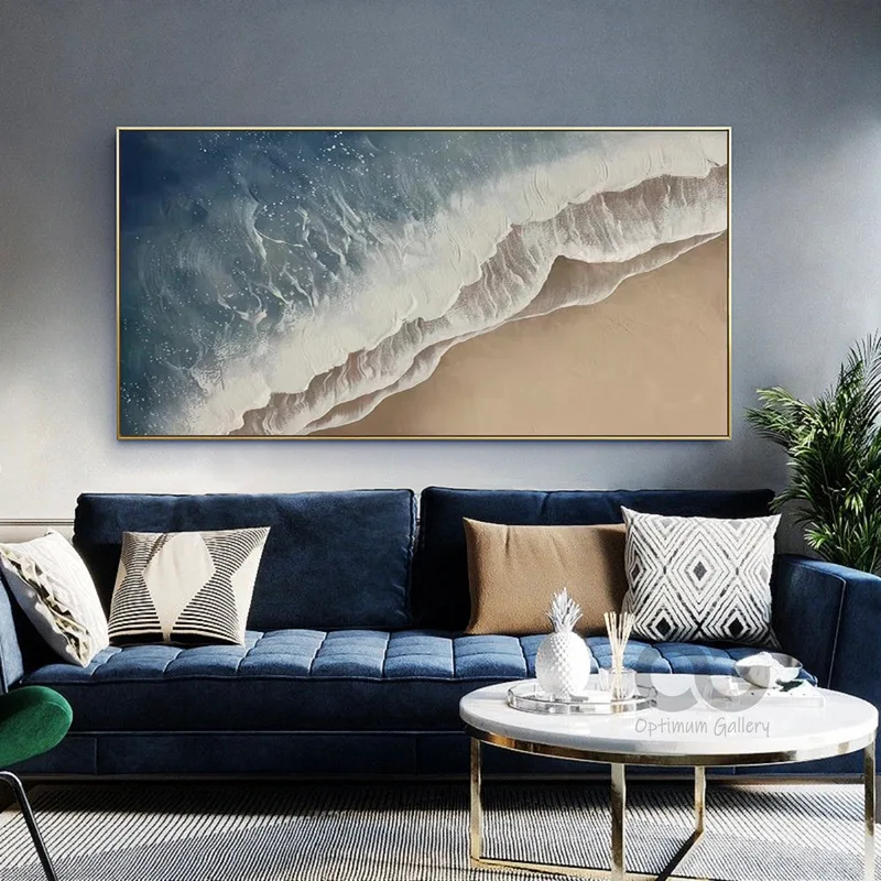 Framed Abstract Coastal Wall Canvas Art