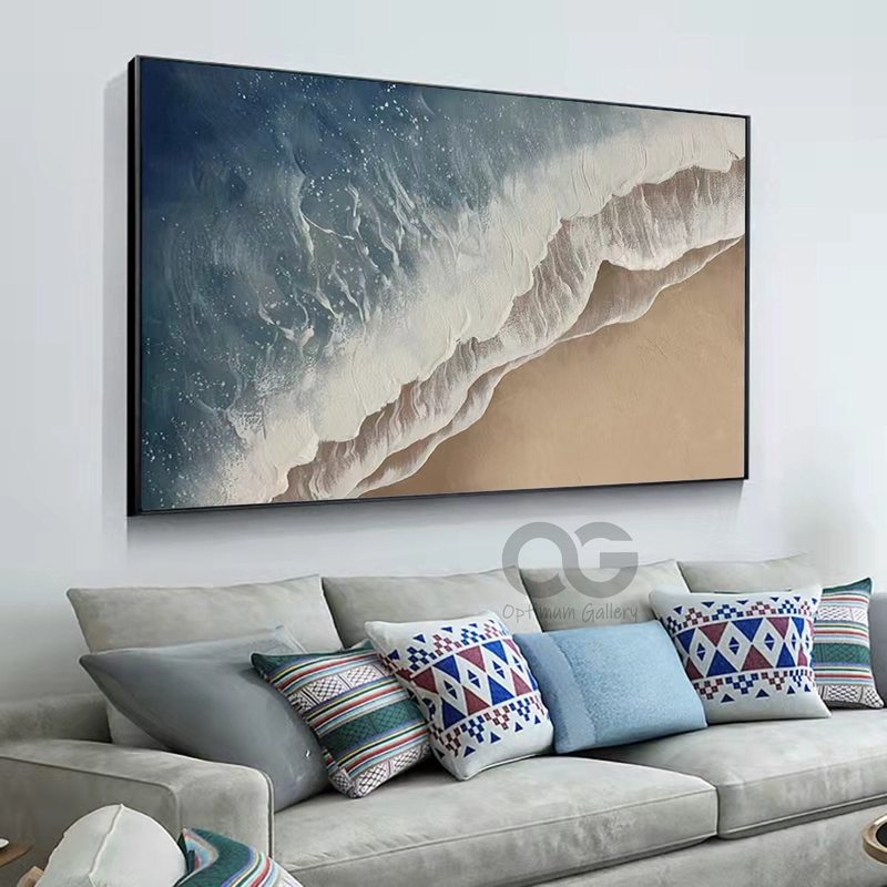 Framed Abstract Coastal Wall Canvas Art