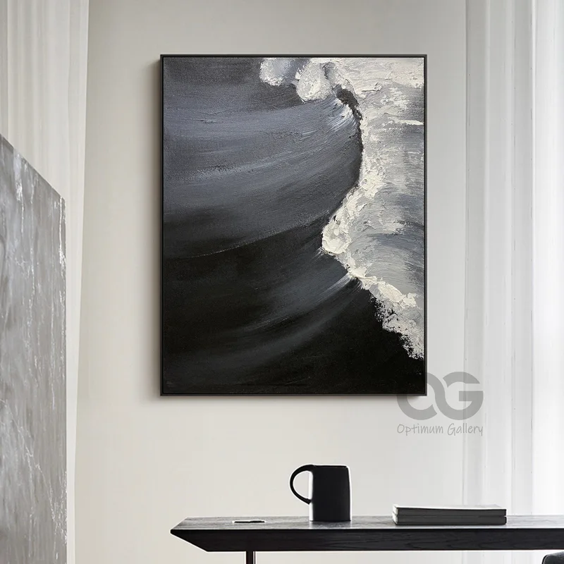 Large Black and White Ocean Wall Art
