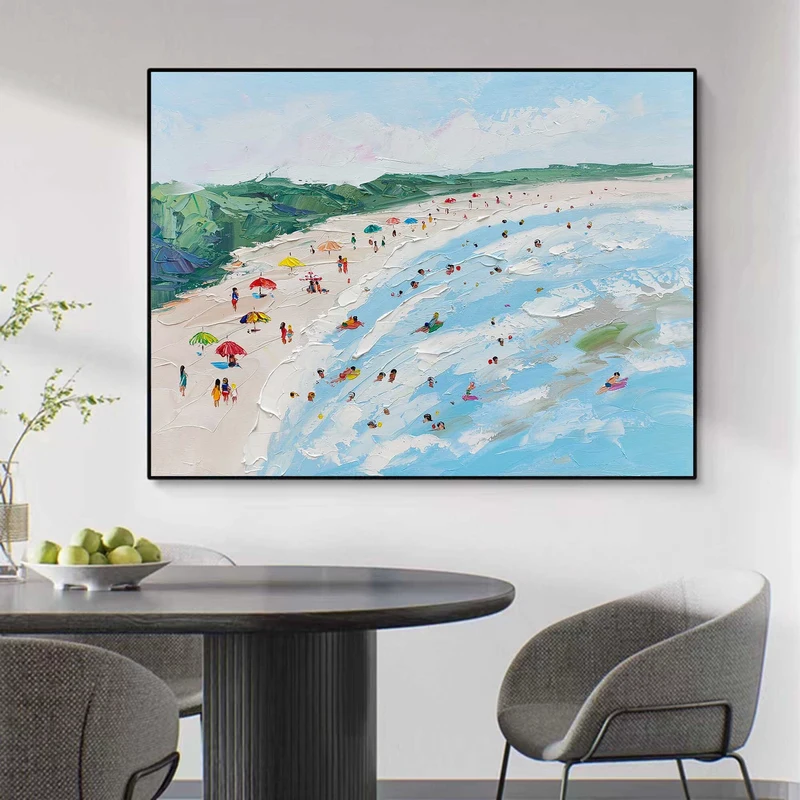 Custom Beige Textured Ocean Wall Art