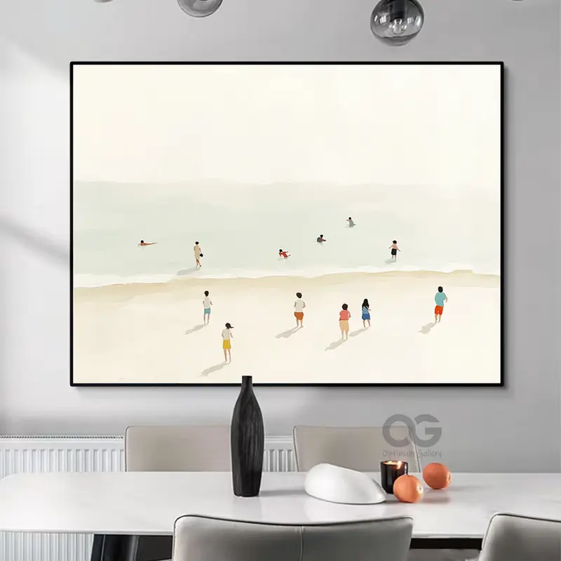 Contemporary White Wave Beach Art Decor