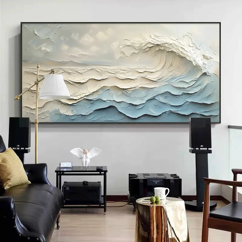 White Wave Canvas Art for Home Walls
