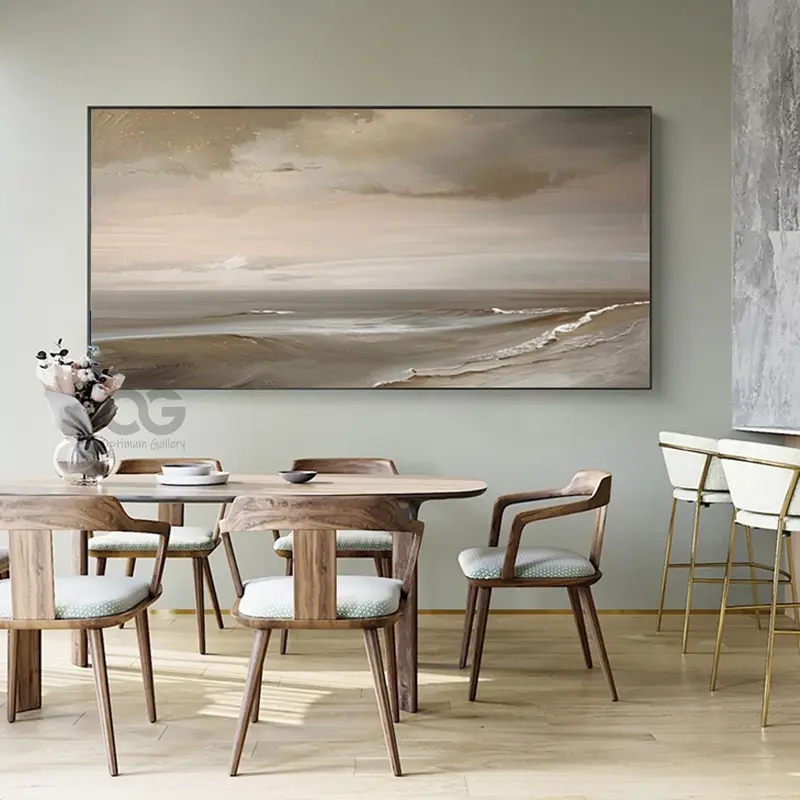 Large Sunset Beach Painting | Coastal Wall Art, Gray Clouds (30x40, Seascape Scene)