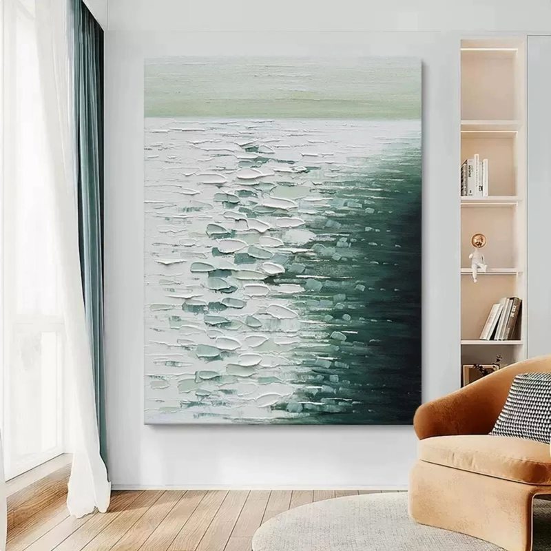 Framed Retro Beach Painting for Living Room