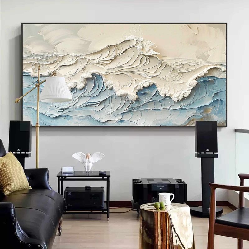 Palette Knife Textured Ocean Canvas Art