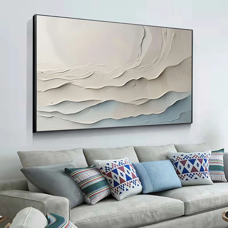 Textured White Wave Painting for Homes