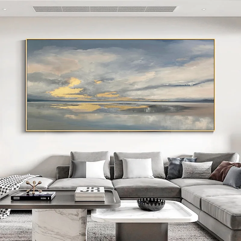 Large Coastal Wall Art | Sunset Beach Painting (36x48, Seascape)