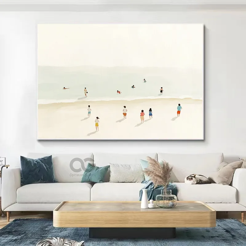 Contemporary White Wave Beach Art Decor