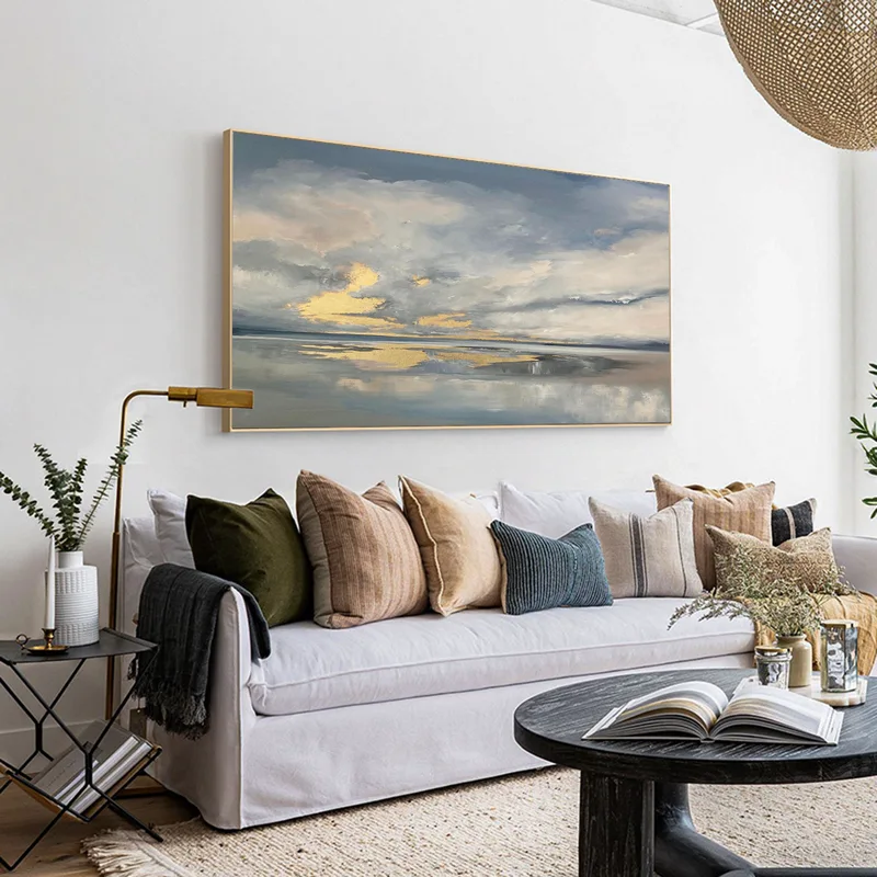 Large Coastal Wall Art | Sunset Beach Painting (36x48, Seascape)