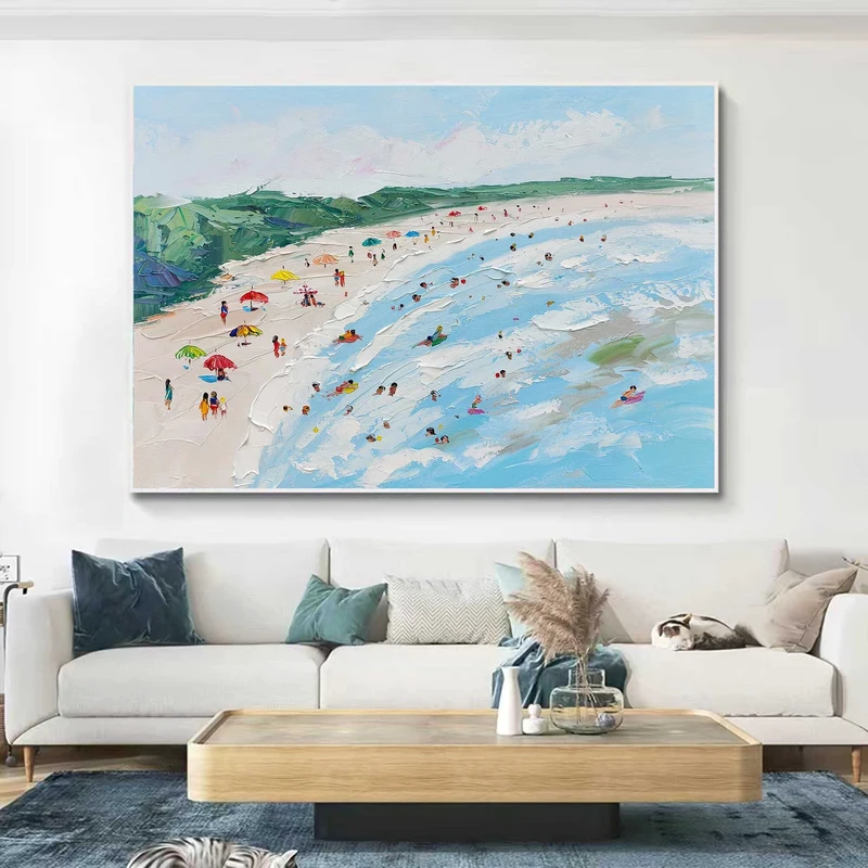 Custom Beige Textured Ocean Wall Art