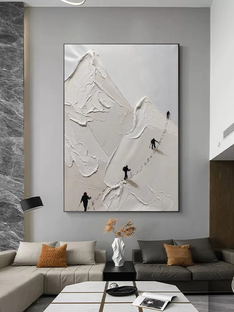 Large Textured Beige Beach Painting
