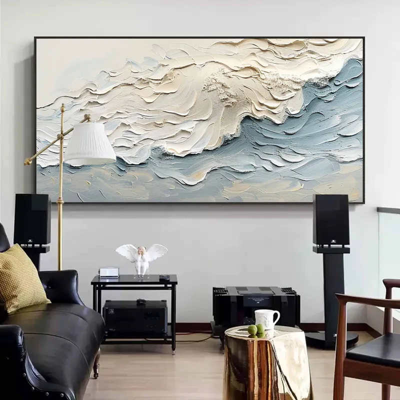 Minimalist Ocean Wave Art for Bedrooms