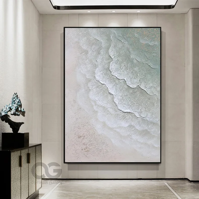 3D Texture Abstract Beach Canvas for Large Coastal Spaces