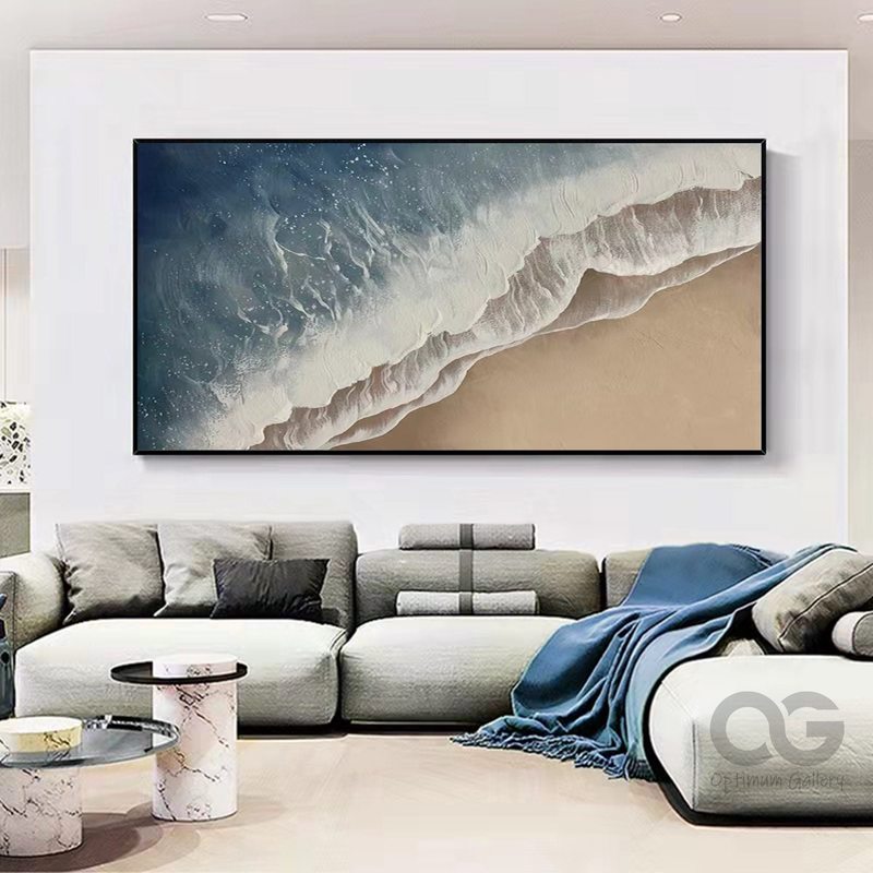 Framed Abstract Coastal Wall Canvas Art