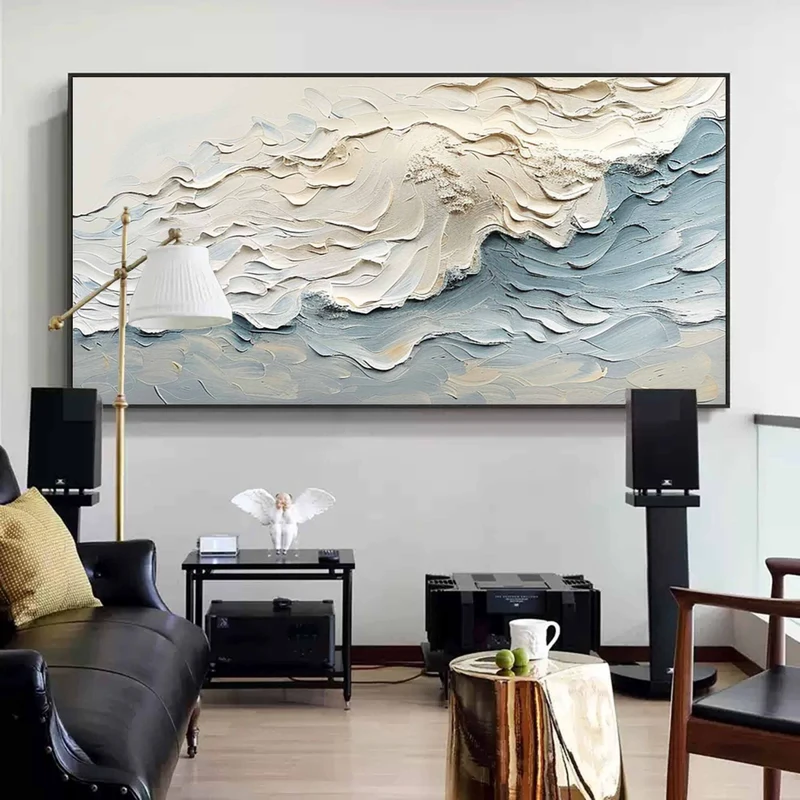 3D Textured Brown Wave Canvas Painting