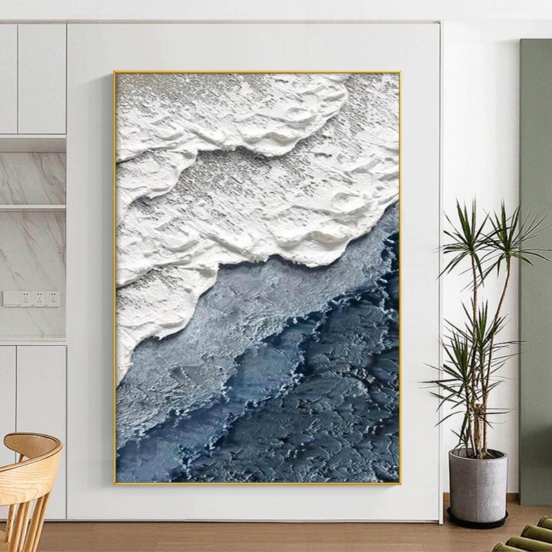 Hand-Painted Abstract Beach Swimming Art
