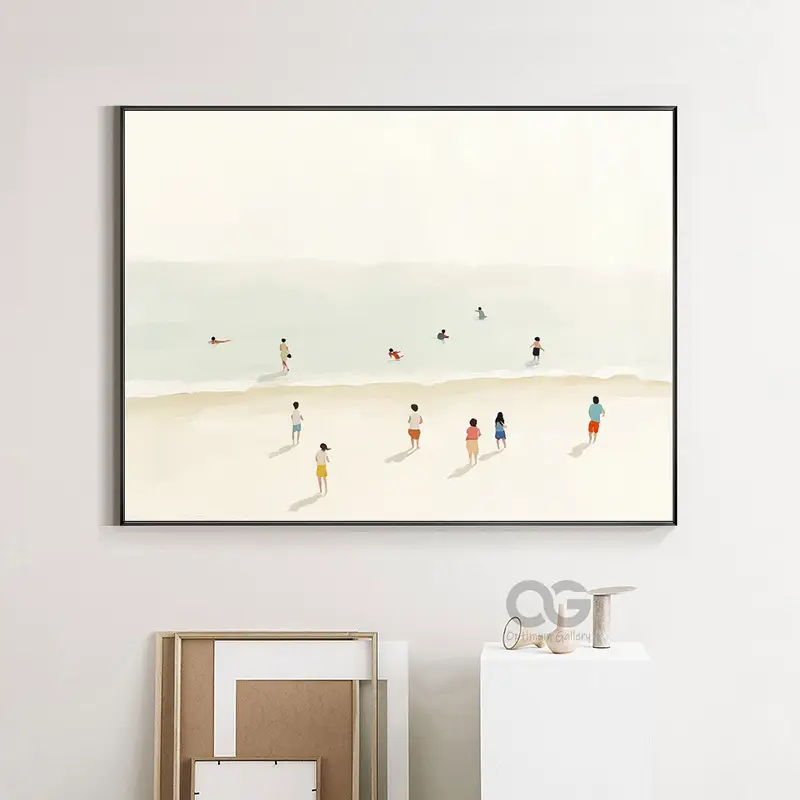 Contemporary White Wave Beach Art Decor